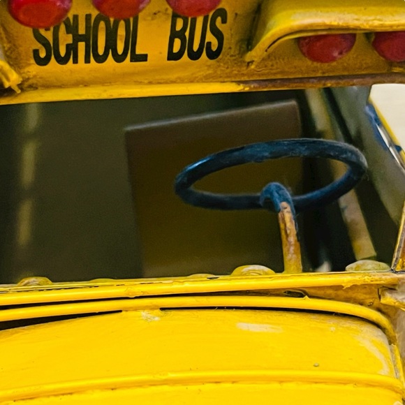 School Bus Vintage-Style DecorativeYellow Metal/Model Worn/Finish - Picture 9 of 12